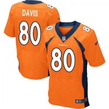 Nike Denver Broncos #80 Vernon Davis Orange Team Color Men's Stitched NFL New Elite Jersey