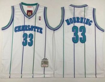 Charlotte Hornets #33 Alonzo Mourning White Mitchell And Ness Throwback Stitched NBA Jersey