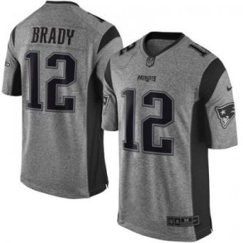 Nike New England Patriots #12 Tom Brady Gray Men's Stitched NFL Limited Gridiron Gray Jersey