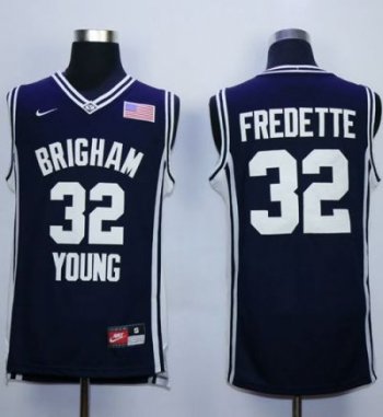 BYU Cougars #32 Jimmer Fredette Navy Blue Basketball Stitched NCAA Jersey