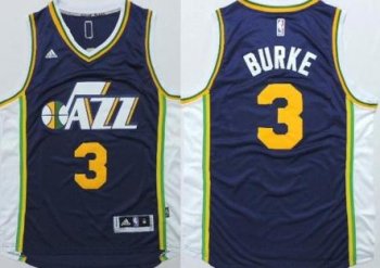 Utah Jazz #3 Trey Burke Navy Blue Stitched Revolution 30 NBA Jersey 2015 New Style