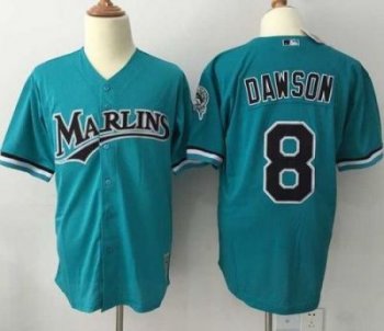 Miami Marlins #8 Andre Dawson Green Mitchell And Ness 1995 Throwback Stitched MLB Jersey