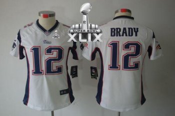 Women's Nike Patriots #12 Tom Brady White Super Bowl XLIX Stitched NFL Limited Jersey