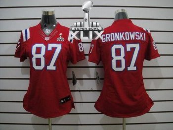 Women's Nike Patriots #87 Rob Gronkowski Red Alternate Super Bowl XLIX Stitched NFL Limited Jersey