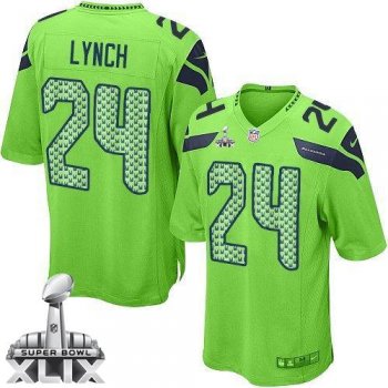 Youth Nike Seahawks #24 Marshawn Lynch Green Alternate Super Bowl XLIX Stitched NFL Elite Jersey