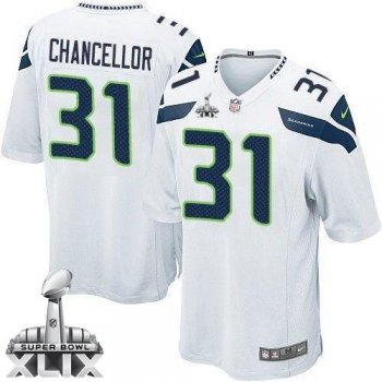 Youth Nike Seahawks #31 Kam Chancellor White Super Bowl XLIX Stitched NFL Elite Jersey