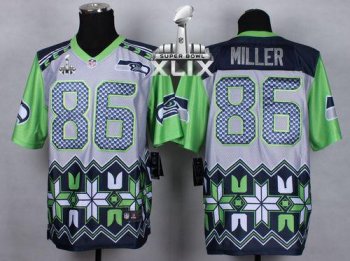 Nike Seahawks #86 Zach Miller Grey Super Bowl XLIX Men's Stitched NFL Elite Noble Fashion Jersey