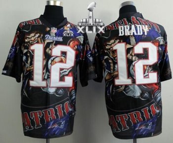 Nike Patriots #12 Tom Brady Team Color Super Bowl XLIX Men's Stitched NFL Elite Fanatical Version Jersey