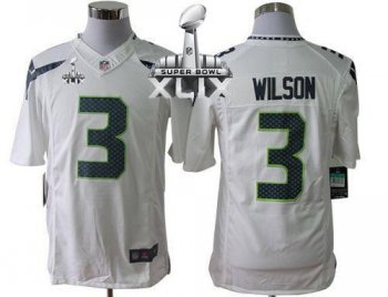 Nike Seahawks #3 Russell Wilson White Super Bowl XLIX Men's Stitched NFL Limited Jersey