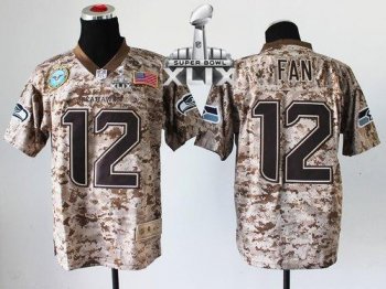 Nike Seahawks #12 Fan Camo Super Bowl XLIX Men's Stitched NFL New Elite USMC Jersey