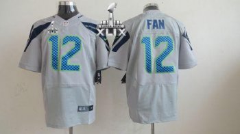 Nike Seahawks #12 Fan Grey Alternate Super Bowl XLIX Men's Stitched NFL Elite Jersey