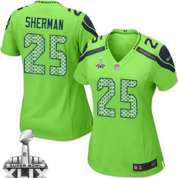 Women's Nike Seahawks #25 Richard Sherman Green Alternate Super Bowl XLIX Stitched NFL Elite Jersey