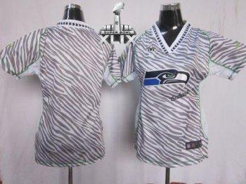 Women's Nike Seahawks Blank Zebra Super Bowl XLIX Stitched NFL Elite Jersey