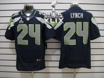 Nike Seahawks #24 Marshawn Lynch Steel Blue Team Color Super Bowl XLIX Men's Stitched NFL Elite Jersey