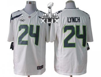 Nike Seahawks #24 Marshawn Lynch White Super Bowl XLIX Men's Stitched NFL Limited Jersey