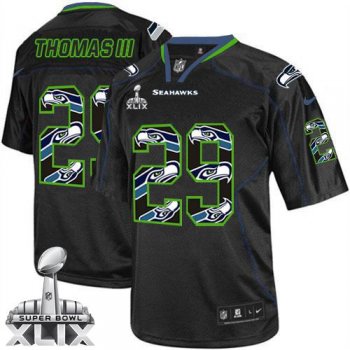 Nike Seahawks #29 Earl Thomas III New Lights Out Black Super Bowl XLIX Men's Stitched NFL Elite Jersey