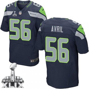 Nike Seahawks #56 Cliff Avril Steel Blue Team Color Super Bowl XLIX Men's Stitched NFL Elite Jersey