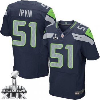 Nike Seahawks #51 Bruce Irvin Steel Blue Team Color Super Bowl XLIX Men's Stitched NFL Elite Jersey