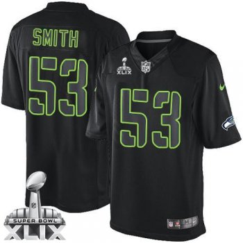 Nike Seahawks #53 Malcolm Smith Black Super Bowl XLIX Men's Stitched NFL Impact Limited Jersey