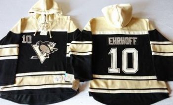 Pittsburgh Penguins #10 Christian Ehrhoff Black Sawyer Hooded Sweatshirt Stitched NHL Jersey