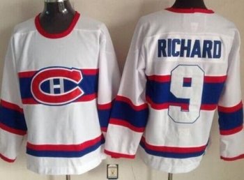 Montreal Canadiens #9 Maurice Richard White CCM Throwback Stitched NHL Jersey