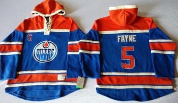 Edmonton Oilers #5 Mark Fayne Light Blue Sawyer Hooded Sweatshirt Stitched NHL Jersey