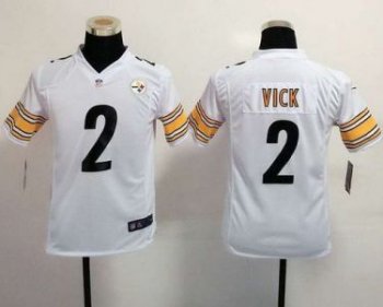 Youth Nike Pittsburgh Steelers #2 Michael Vick White Stitched NFL Elite Jersey