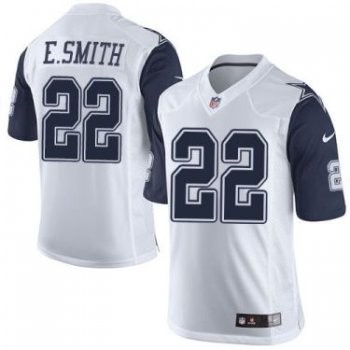 Youth Nike Dallas Cowboys #22 Emmitt Smith White Stitched NFL Elite Rush Jersey