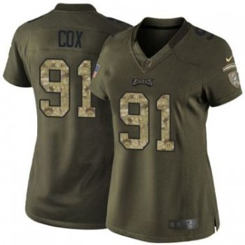 Women Nike Philadelphia Eagles #91 Fletcher Cox Green Stitched NFL Limited Salute To Service Jersey