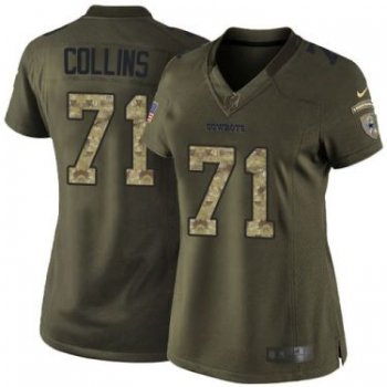 Women Nike Dallas Cowboys #71 La'el Collins Green Stitched NFL Limited Salute To Service Jersey