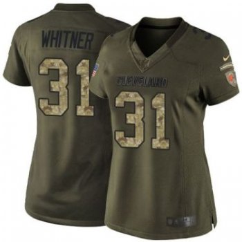 Women Nike Cleveland Browns #31 Donte Whitner Green Stitched NFL Limited Salute To Service Jersey