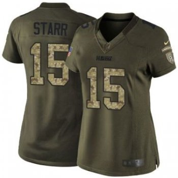 Women Nike Green Bay Packers #15 Bart Starr Green Stitched NFL Limited Salute To Service Jersey