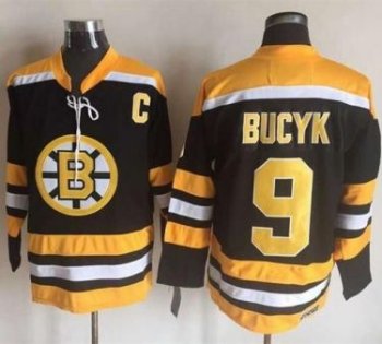 Boston Bruins #9 Johnny Bucyk Black Yellow CCM Throwback New Stitched NHL Jersey