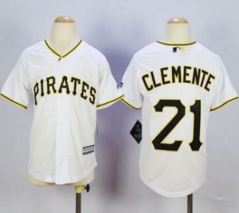 Youth Pittsburgh Pirates #21 Roberto Clemente White Cool Base Stitched MLB Jersey