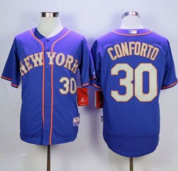 New York Mets #30 Michael Conforto Blue(Grey NO.) Alternate Road Cool Base Stitched MLB Jersey