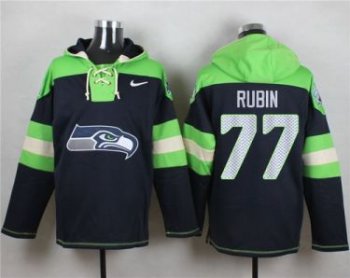 Nike Seattle Seahawks #77 Ahtyba Rubin Navy Blue Player Pullover NFL Hoodie