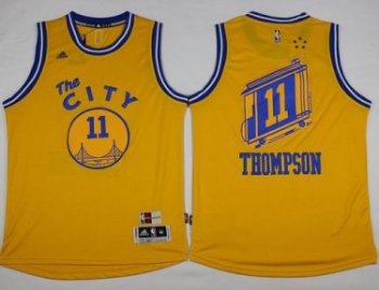 Golden State Warriors #11 Klay Thompson Gold Throwback The City Stitched NBA Jersey