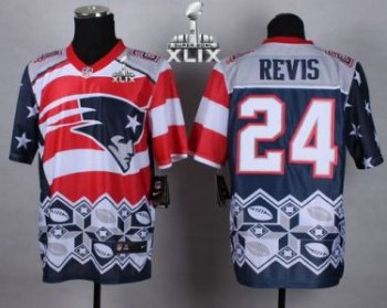 Nike New England Patriots #24 Darrelle Revis Navy Blue Super Bowl XLIX Men's Stitched NFL Elite Noble Fashion Jersey