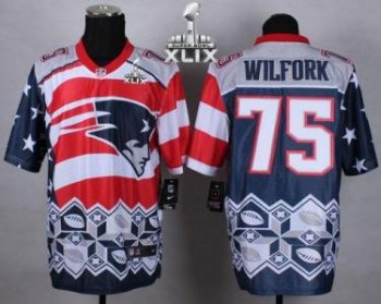 Nike New England Patriots #75 Vince Wilfork Navy Blue Super Bowl XLIX Men's Stitched NFL Elite Noble Fashion Jersey