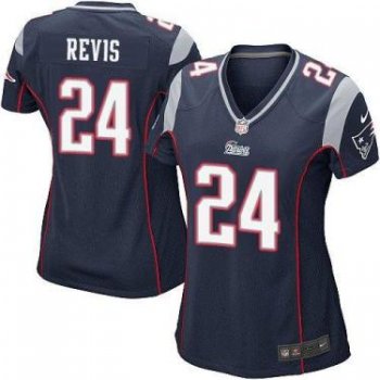 Women's Nike New England Patriots #24 Darrelle Revis Navy Blue Team Color Stitched NFL Jersey