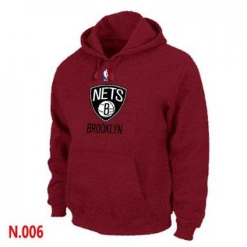 Mens Brooklyn Nets Red Pullover Hoodie