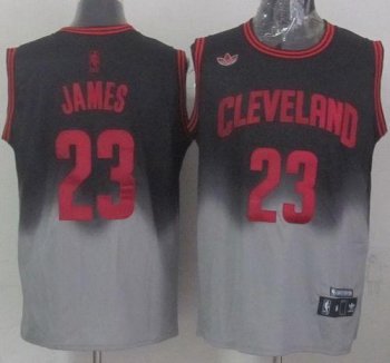 Cleveland Cavaliers #23 LeBron James Black Grey Fadeaway Fashion Stitched NBA Jersey