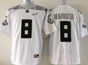 Youth Oregon Ducks #8 Marcus Mariota White Diamond Quest Stitched NCAA Jersey