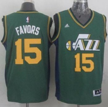 Utah Jazz #15 Derrick Favors Green Stitched Revolution 30 NBA Jersey New Style