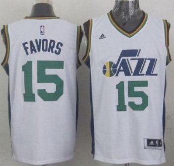 Utah Jazz #15 Derrick Favors White Stitched Revolution 30 NBA Jersey New Style