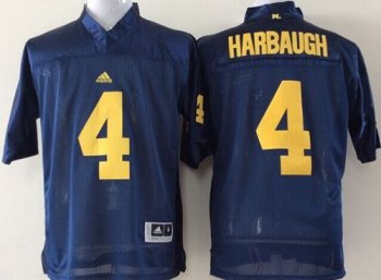 Michigan Wolverines #4 Jim Harbaugh Navy Blue Stitched NCAA Jersey