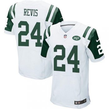 Nike New York Jets #24 Darrelle Revis White Men's Stitched NFL Elite Jersey