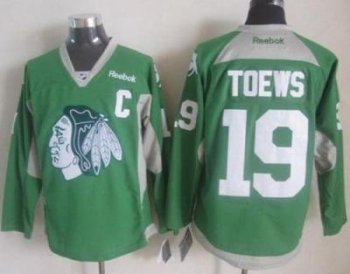 Blackhawks #19 Jonathan Toews Green Practice Stitched NHL Jersey