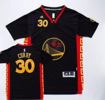 Golden State Warriors #30 Stephen Curry Black Slate Chinese New Year Stitched NBA Jersey