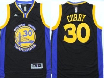 Golden State Warriors #30 Stephen Curry Black Blue Revolution 30 Swingman NBA Jerseys New Style